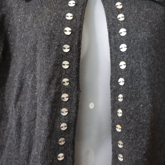 Susan Martin Dark Gray Black Mother of Pearl Button Swing Cardigan Medium - Picture 3 of 16
